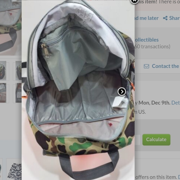 NWT L.L. Bean Explorer Backpack Print III Dark Loden Camo & Orange - Picture 6 of 11